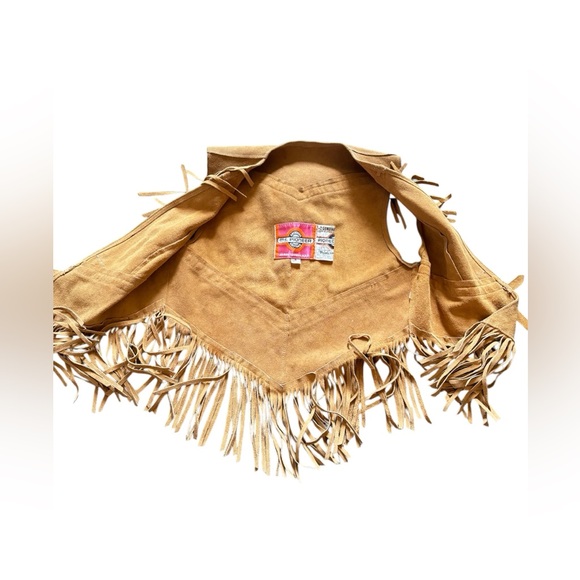Vintage 70s Ms Pioneer leather fringe western vest - Picture 2 of 4